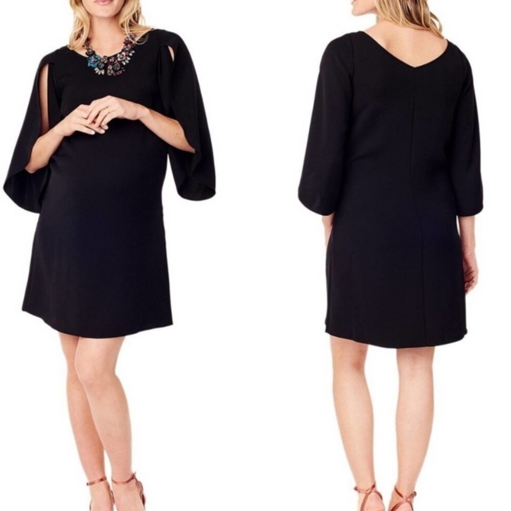 NWT Ingrid & Isabel Black Tulip Sleeve Shift Mini Dress